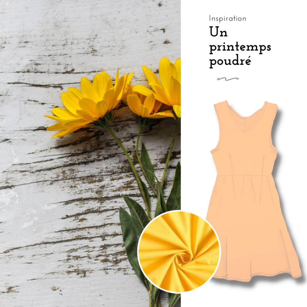 un printemps poudré. inspiration de couleur. moodboard jaune pâle