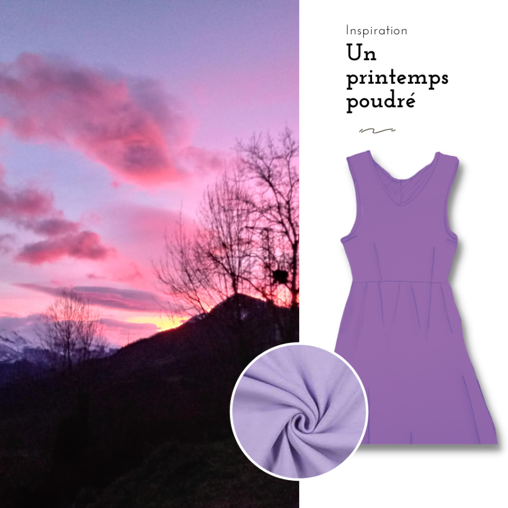 un printemps poudré. inspiration de couleur. moodboard violet